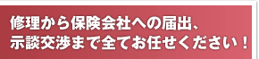 修理から保険会社への届出、示談交渉まで全てお任せください！